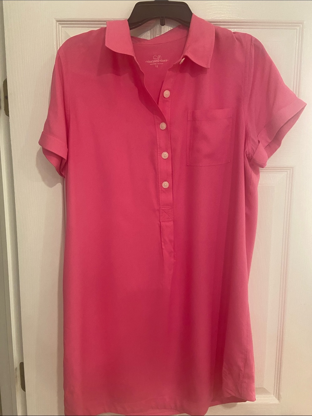 Vineyard Vines Hot Pink Short-Sleeve Button Polo Tunic